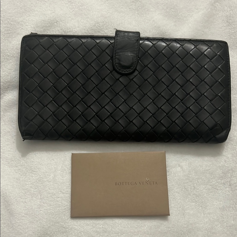 Bottega Veneta Black Woven Leather Wallet
